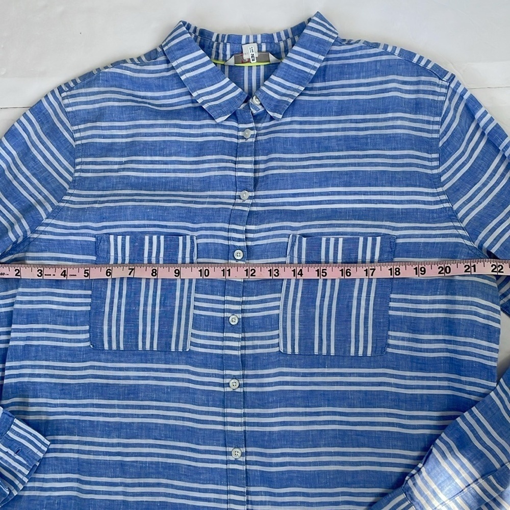 Boden Women’s Blue and White Striped Casual Linen Shirt Size 12 - Picture 11 of 14